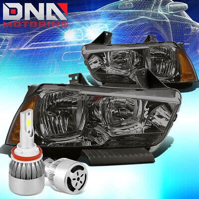 SMOKED HOUSING HEADLIGHT AMBER CORNER WHITE LED H8 HID W FAN FIT 11 14