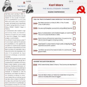 Karl Marx Biography Reading Comprehension History Of Marxism And