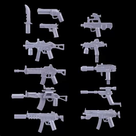 CUSTOM WEAPONS PACK Grey Machine Pistols Guns for minifigures £4.00 ...