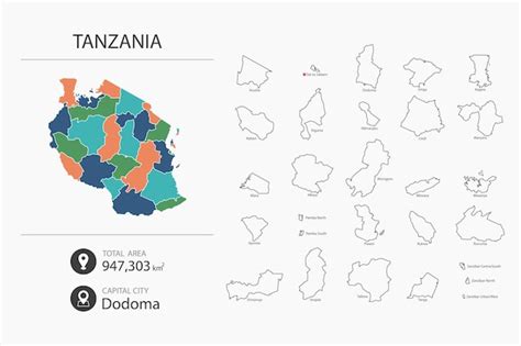 Premium Vector Map Of Tanzania With Detailed Country Map Map Elements