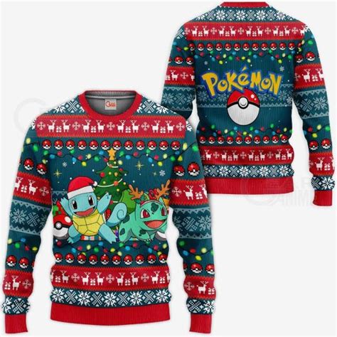 Bulbasaur And Squirtle Ugly Christmas Pokemon Xmas Knitted Sweater Teeruto