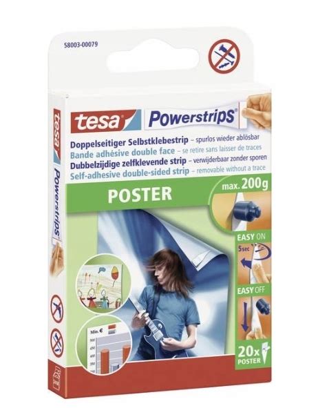 Plastry montażowe tesa POWERSTRIPS do plakatów 20x Powerstrips POSTER