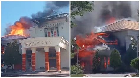 Berikut 2 Kantor Yang Dibakar Pengunjuk Rasa Di Pohuwato Gorontalo