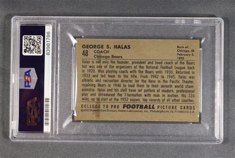 Bowman Small Football Card George Halas Bears Rookie Rc Psa