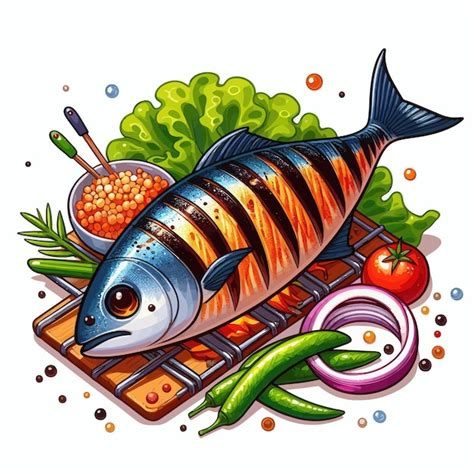 Vector Image Of A Grilled Fish Premium Ai Generated Vector