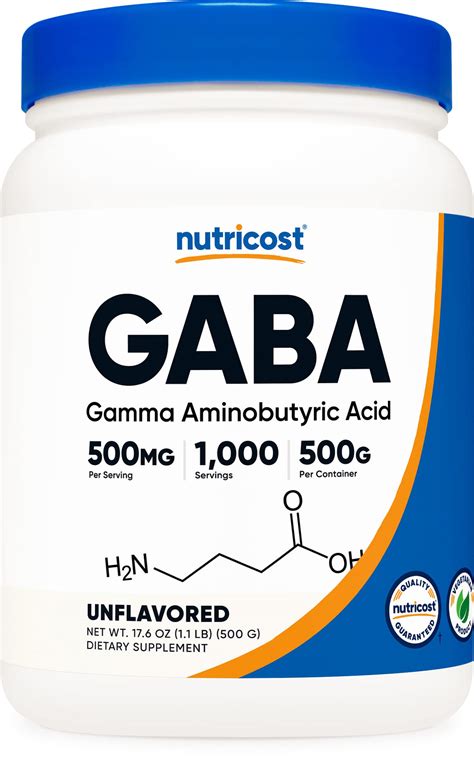 Nutricost Pure GABA 500G Powder Gamma Aminobutyric Acid 500 Grams 1