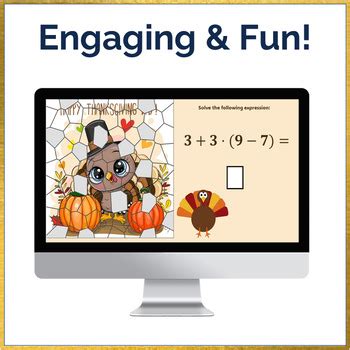 Thanksgiving Math Order Of Operations Mystery Picture Digital Resource