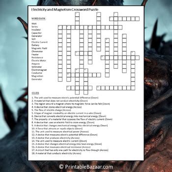 Electricity And Magnetism Crossword Puzzle Worksheet Activity Tpt