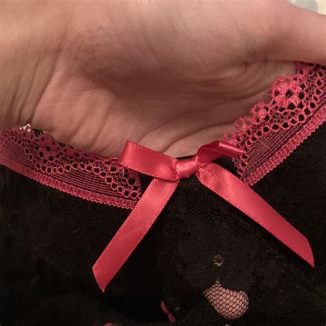 Super Cute Black And Pink Lacey Lingerie Top Im Depop