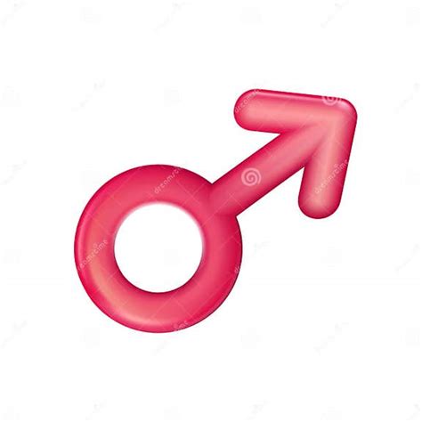 Gender Male Sign Red Icon Plastic Realistic Illustration Men Sex