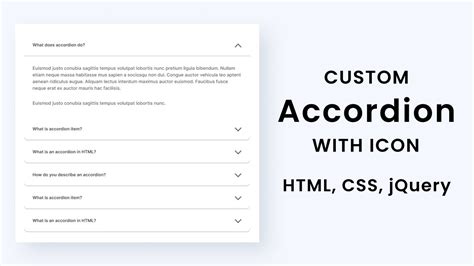 Accordion Using HTML CSS JQuery With Arrow Icon Visible All Panels