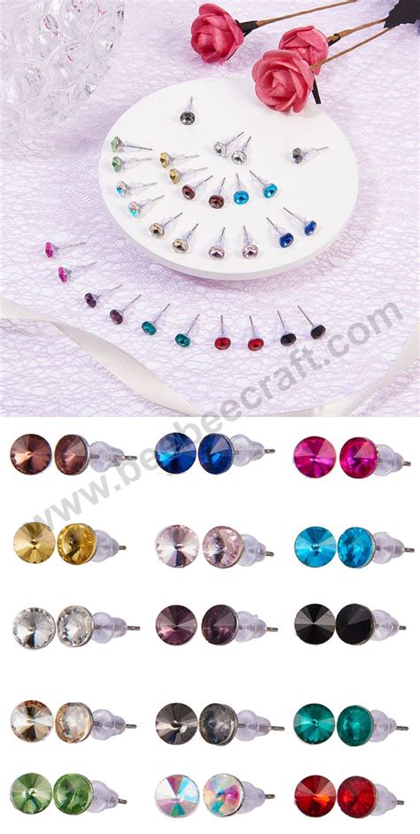 SUNNYCLUE 1 Box DIY 15 Pairs 6mm Birthstone Stud Earring Making Kit