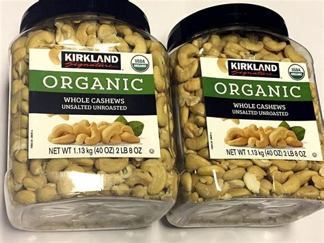 Kirkland Signatures Organic Whole Cashews Unsalted Unroasted Lb