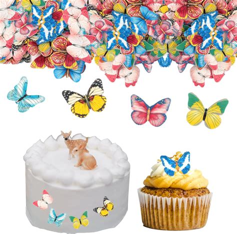 Vanana 120pcs Edible Butterfly Cake Topper 3d Colorful Realistic Cake