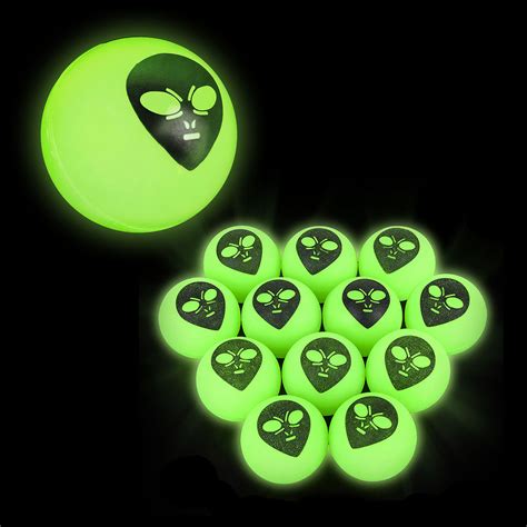 Glow In The Dark Alien Bouncy Balls 1 34 Inch 45mm 12 Count Rebeccas Toys And Prizes