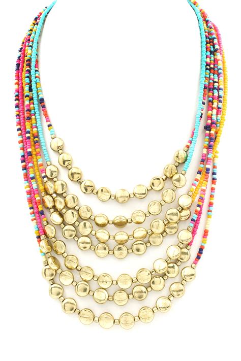 Layered Seed Bead Bib Necklace Necklaces