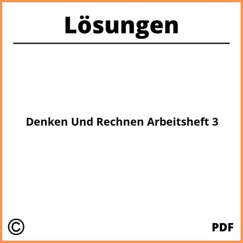 Denken Und Rechnen Arbeitsheft L Sungen Pdf