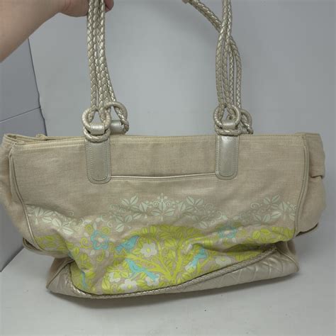 Vera Bradley Large Promenade Tote Sittin In A Tree Beige Canvas