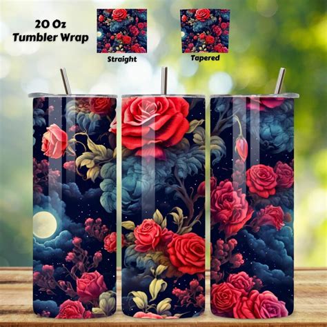 Mystic Moonlight Rose Tumbler Wrap 3d Seamless Wrap Png Tumbler