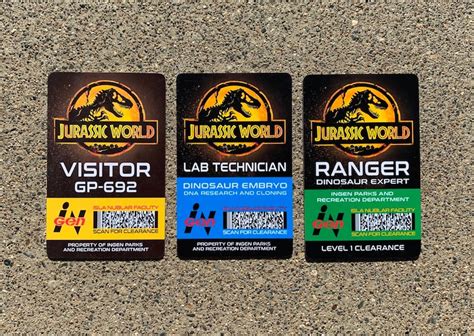 Jurassic Park Set Prop Id Badge Lab Tech Visitor Park Etsy