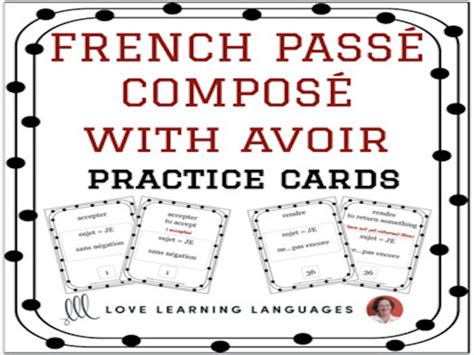 French Pass Compos With Avoir Regular Verbs Practice Cards