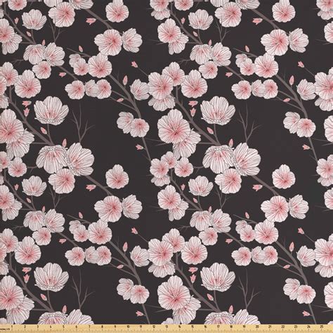 Cherry Blossom Fabric By The Yard Fresh Nature Theme Branches With