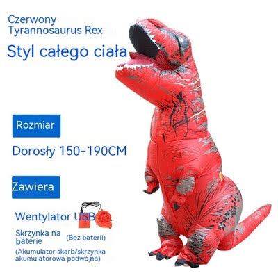 PRZEBRANIE DMUCHANY STRÓJ DINOZAUR T REX KOSTIUM 12775393445