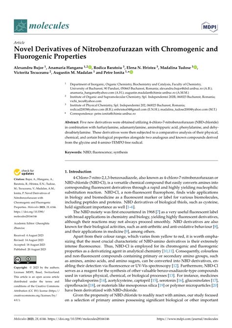 Pdf Novel Derivatives Of Nitrobenzofurazan With Chromogenic And