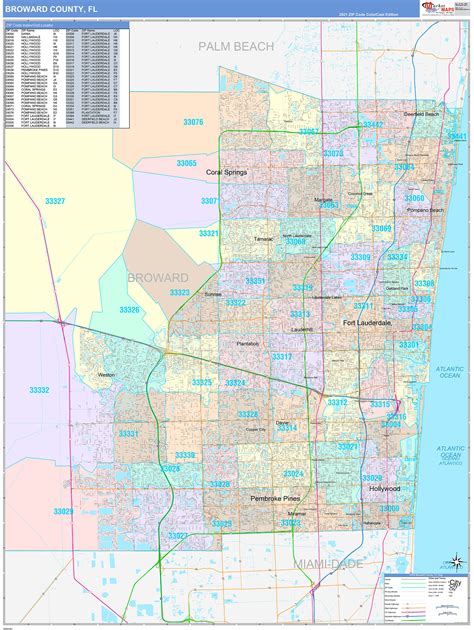 Broward County Fl Wall Map Color Cast Style By Marketmaps Mapsales