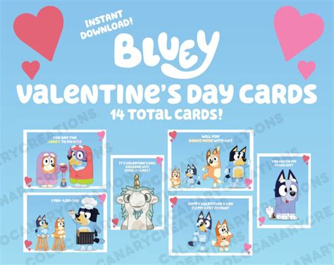 14 Printable Bluey Valentines Day Cards Bluey Digital Etsy