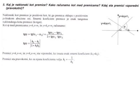 Kaj je naklonski kot premice Kako računamo kot med premicama