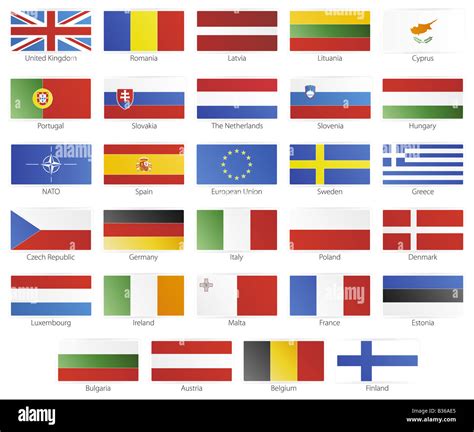 Ilustración Vectorial De Botón Banderas De Los 27 Países Miembros De La