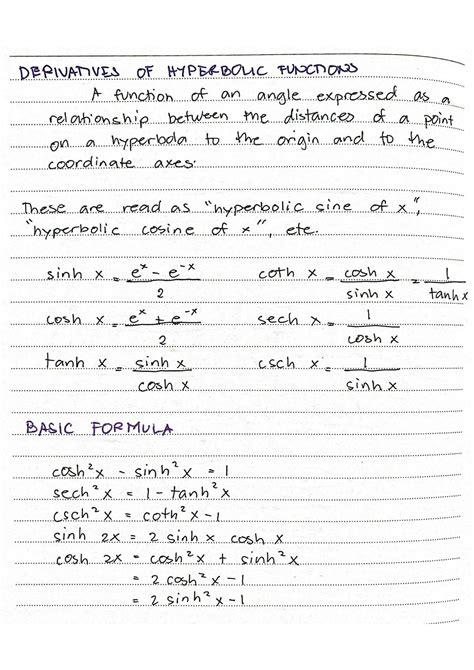 Solution Derivative Of Hyperbolic Functions Studypool