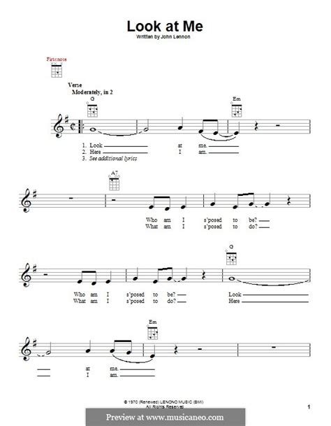 Look At Me By J Lennon Sheet Music On Musicaneo