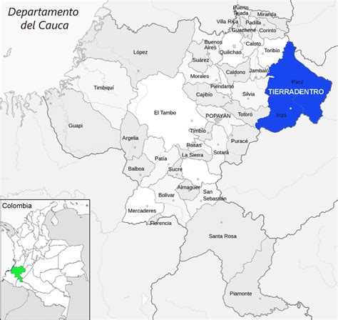 Mapa Del Departamento Del Cauca Con La Zona De Tierradentro Fuente Download Scientific