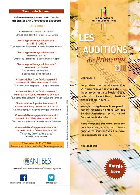 Calam O Prog Auditions Printemps Conservatoire