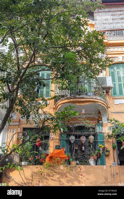 French Indochina architecture of Old Quarter or Phố cổ Hà Nội Hanoi