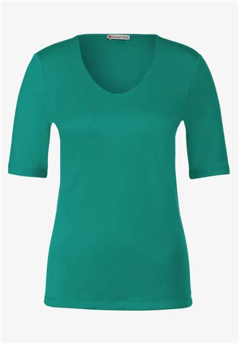 Street One T Shirt Avec Col En V Pour Femmes En Turquoise Palmira