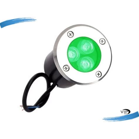 Balizador Spot Led Embutir Chao Piso Jardim 3w Prova Dagua Verde