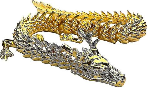 Gold Dragon With Movable Joints 3d Printed Articulated Dragon