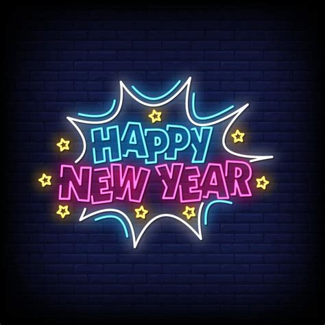 Happy New Year Neon Signs Style Text Vector 2424482 Vector Art At Vecteezy