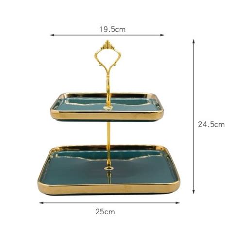 Jual Piring Kue Tingkat Keramik Bentuk Kotak Atau Square List Gold