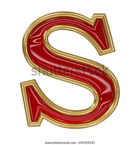 Ruby Red Golden Outline Alphabet Letter Stock Illustration