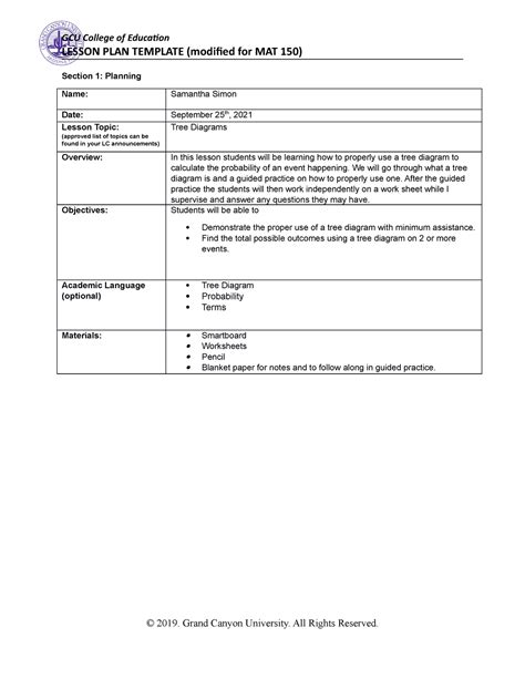 Lesson Plan 1 MAT 151 LESSON PLAN TEMPLATE Modified For MAT 150