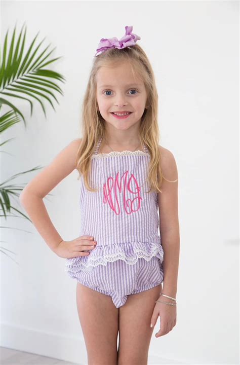 Monogrammed Seersucker Bathing Suit Etsy