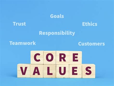 Premium Photo Text Core Values On Wooden Cubes With Important Words