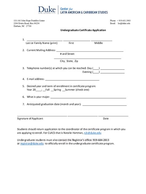 Fillable Online CLACS Undergrad Certificate Application Form Fax Email