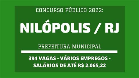 Prefeitura de Nilópolis RJ 2022 abre Concurso 394 vagas