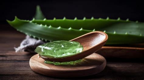 Fatias frescas de caule de aloe vera e gel no espaço de cópia do