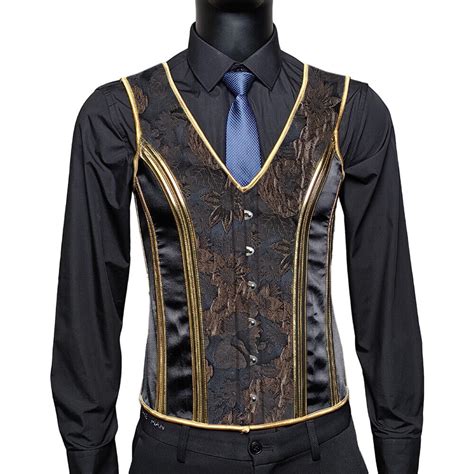 Corset Vest For Men Lace Up Boned Vintage Waistcost Palace Shaping Tops Costume Ebay